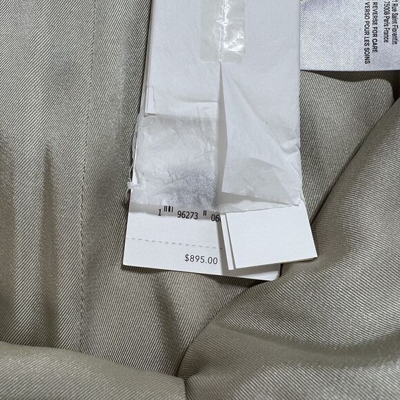 VINCE Womens 100% Lamb Leather Belted Shorts Size 12 In Light Dove New NWT - Picture 13 of 16